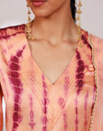 Mysha Suit Set - Salmon Plum Golden Silk Salwar Suit Set with Dupatta