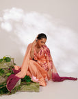 Mysha Suit Set - Salmon Plum Golden Silk Salwar Suit Set with Dupatta