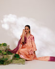 Mysha Suit Set - Salmon Plum Golden Silk Salwar Suit Set with Dupatta