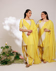 Avni Suit Set - Yellow White Golden Silk Straight Salwar Suit Set