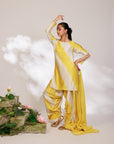 Avni Suit Set - Yellow White Golden Silk Straight Salwar Suit Set
