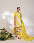 Avni Suit Set - Yellow White Golden Silk Straight Salwar Suit Set