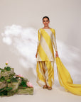 Avni Suit Set - Yellow White Golden Silk Straight Salwar Suit Set