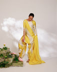 Avni Suit Set - Yellow White Golden Silk Straight Salwar Suit Set