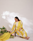 Avni Suit Set - Yellow White Golden Silk Straight Salwar Suit Set
