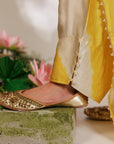 Avni Suit Set - Yellow White Golden Silk Straight Salwar Suit Set