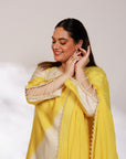 Avni Suit Set - Yellow White Golden Silk Straight Salwar Suit Set