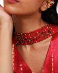 Aria Dress - Radiant Red Mashru Silk Kaftan Dress