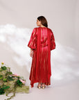 Aria Dress - Radiant Red Mashru Silk Kaftan Dress