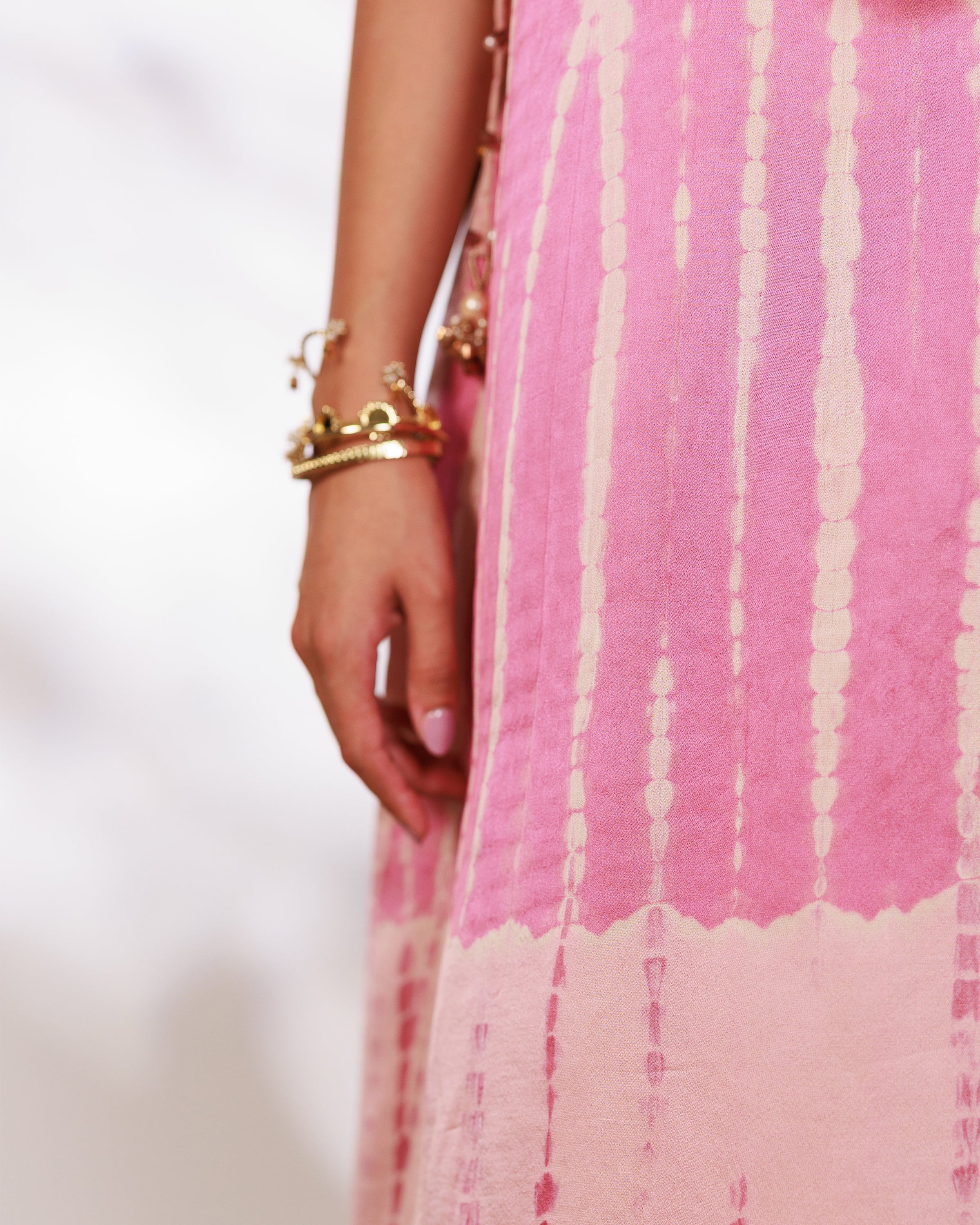 Reya Suit Set - Blush Pink Wine Ombre Tie Up Suit Set with Dupatta