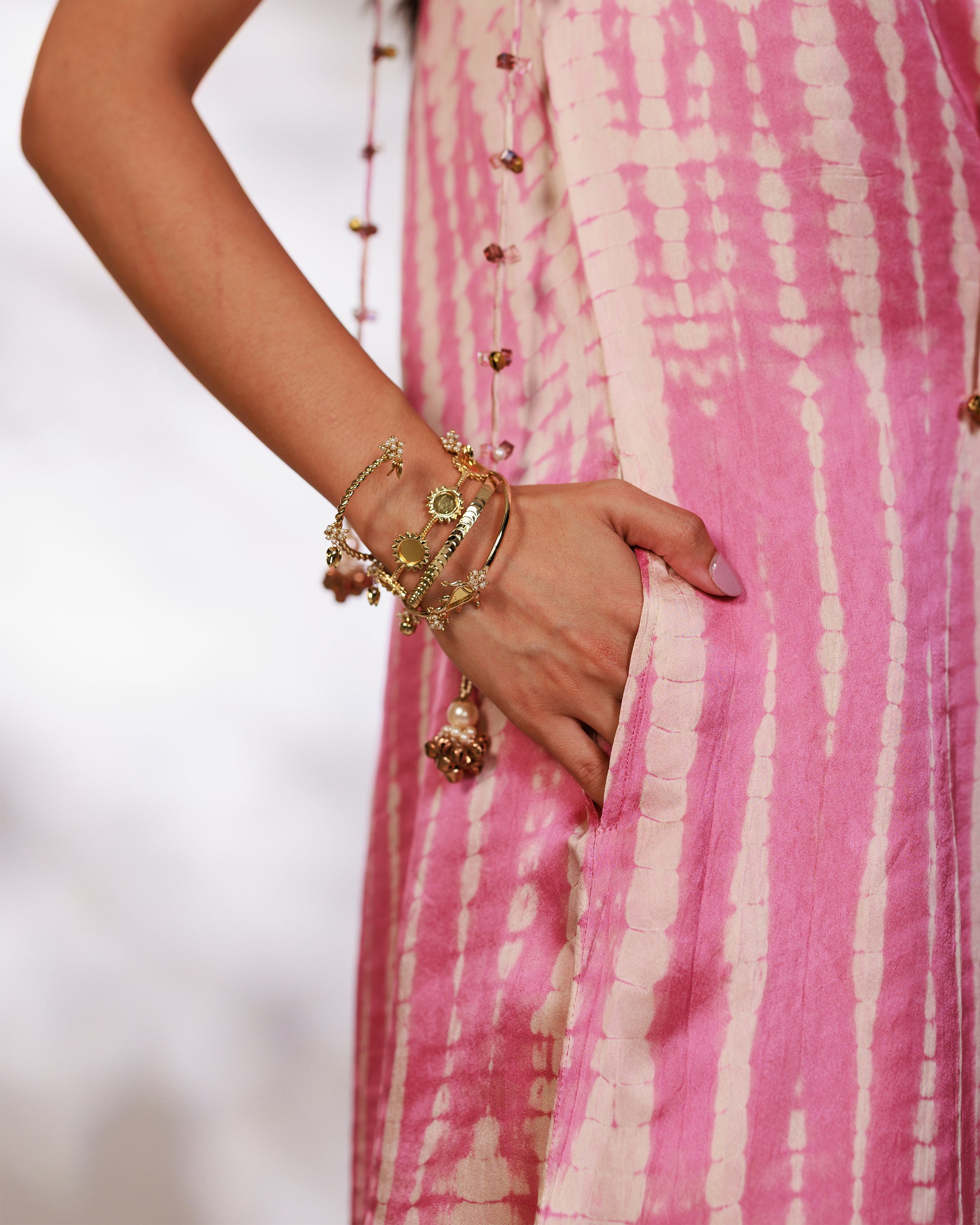 Reya Suit Set - Blush Pink Wine Ombre Tie Up Suit Set with Dupatta
