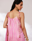 Reya Suit Set - Blush Pink Wine Ombre Tie Up Suit Set with Dupatta