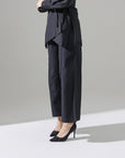 BLACK STAIGHT LEG PINTUCK PANTS