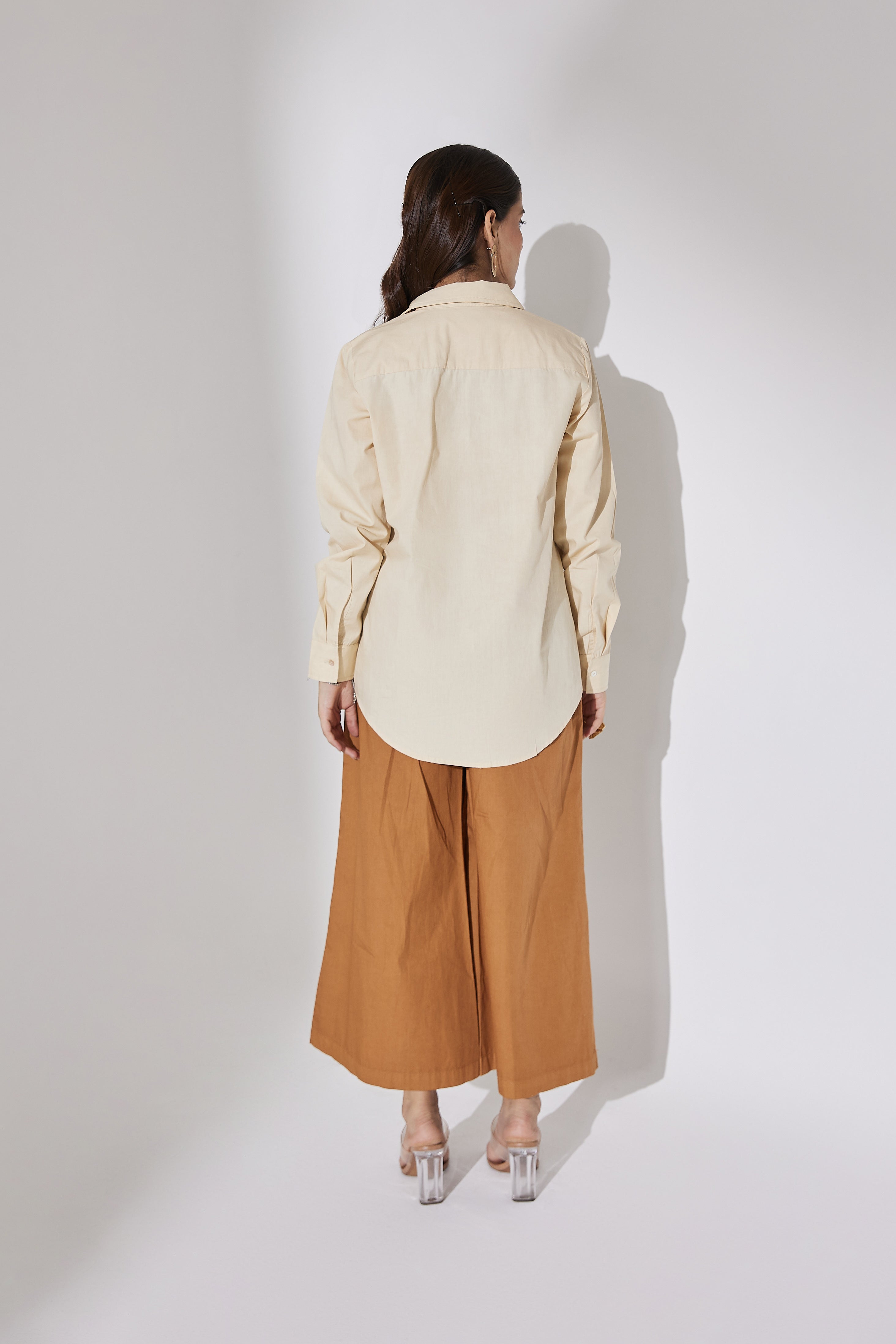 TAN WRAP DETAIL PANTS