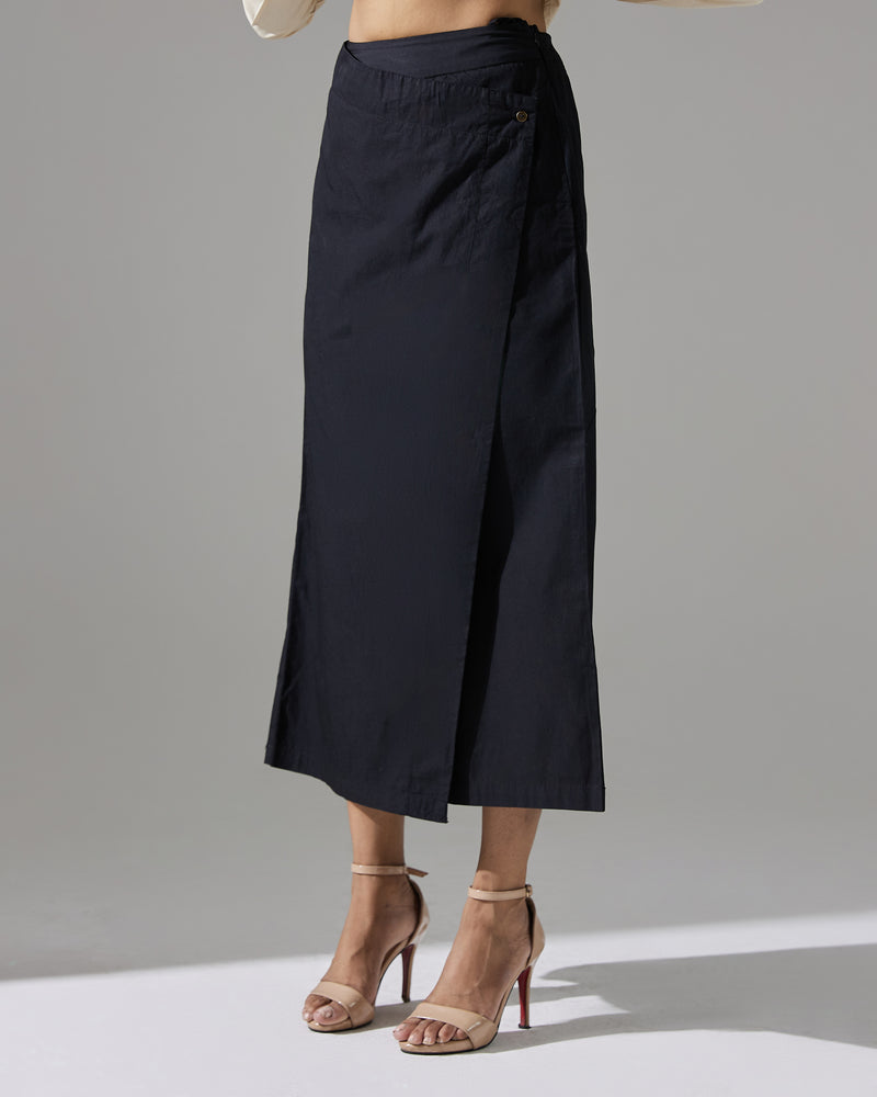 Black Wrap Detail Pants