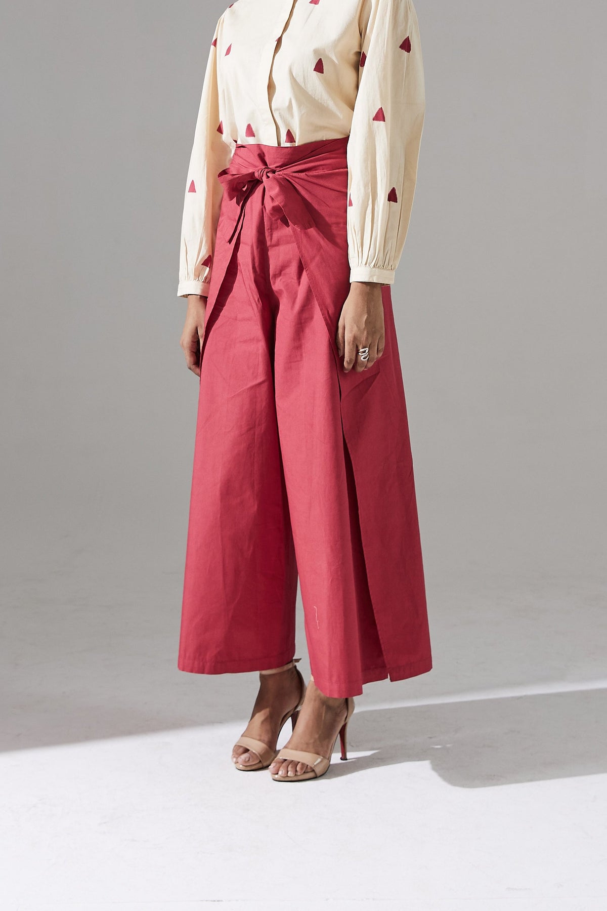 Deep Red Wrap Around Pants