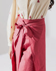 DEEP RED WRAP AROUND PANTS