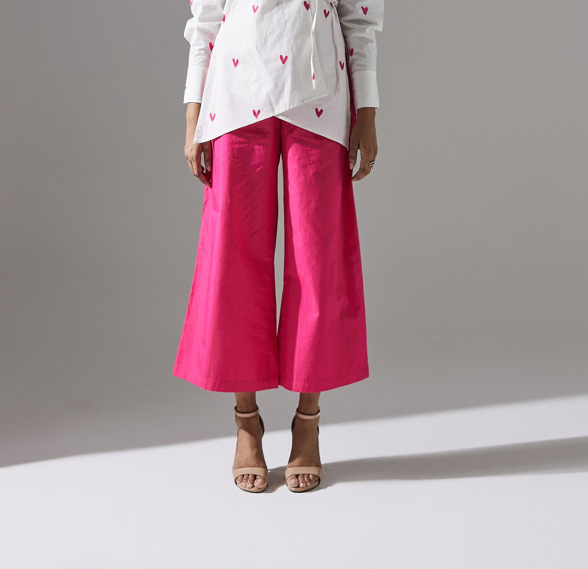 Pink Straight Leg Pants with Elasticated Waist