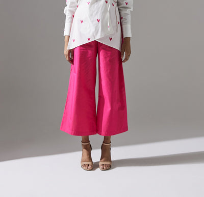 Pink Straight Leg Pants with Elasticated Waist