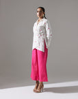 PINK STRAIGHT LEG PANTS WITH ELASTICATED WAIST