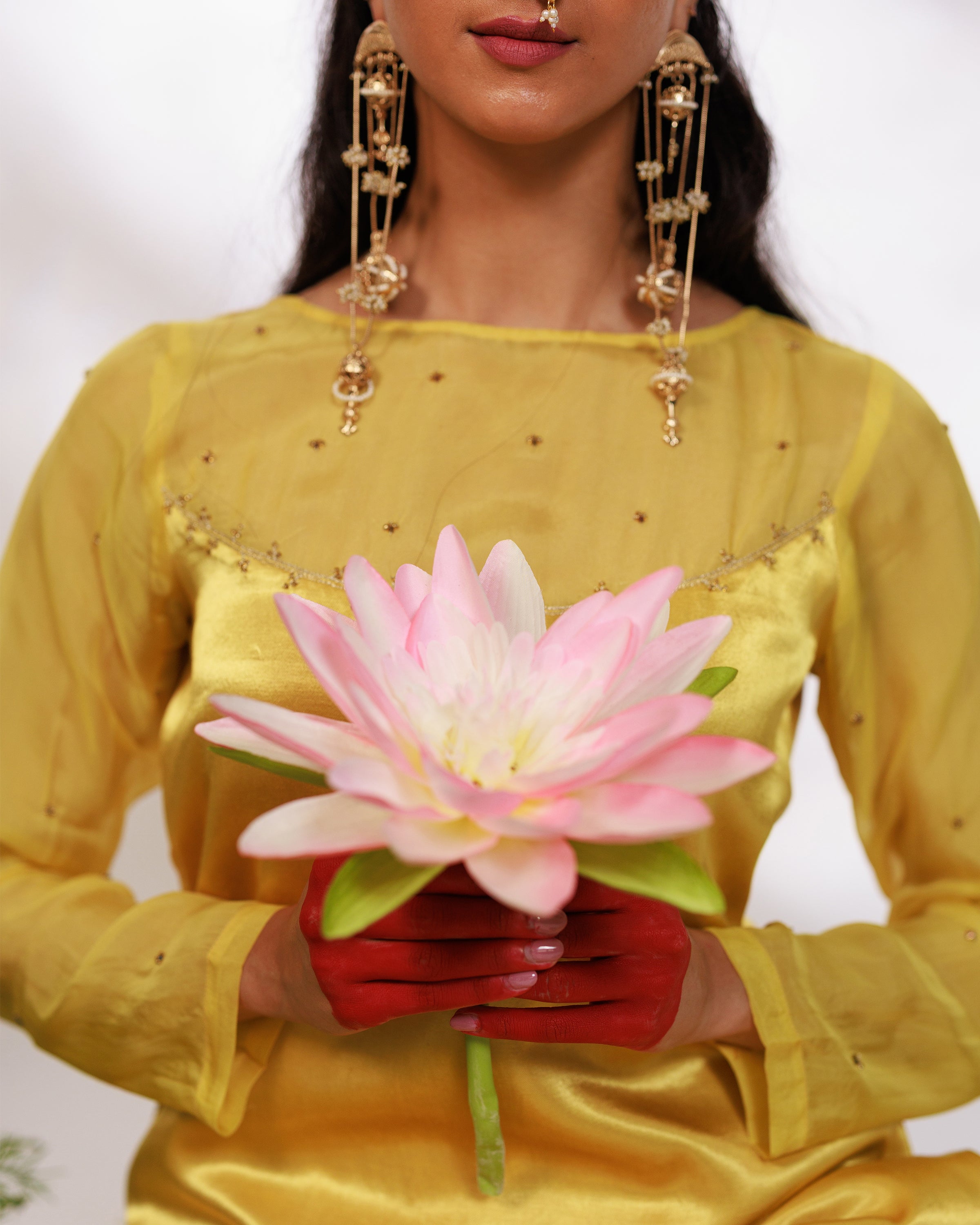 Saiee Suit Set - Golden Green Hand Ombre Mashru Silk Straight Suit Set With Dupatta