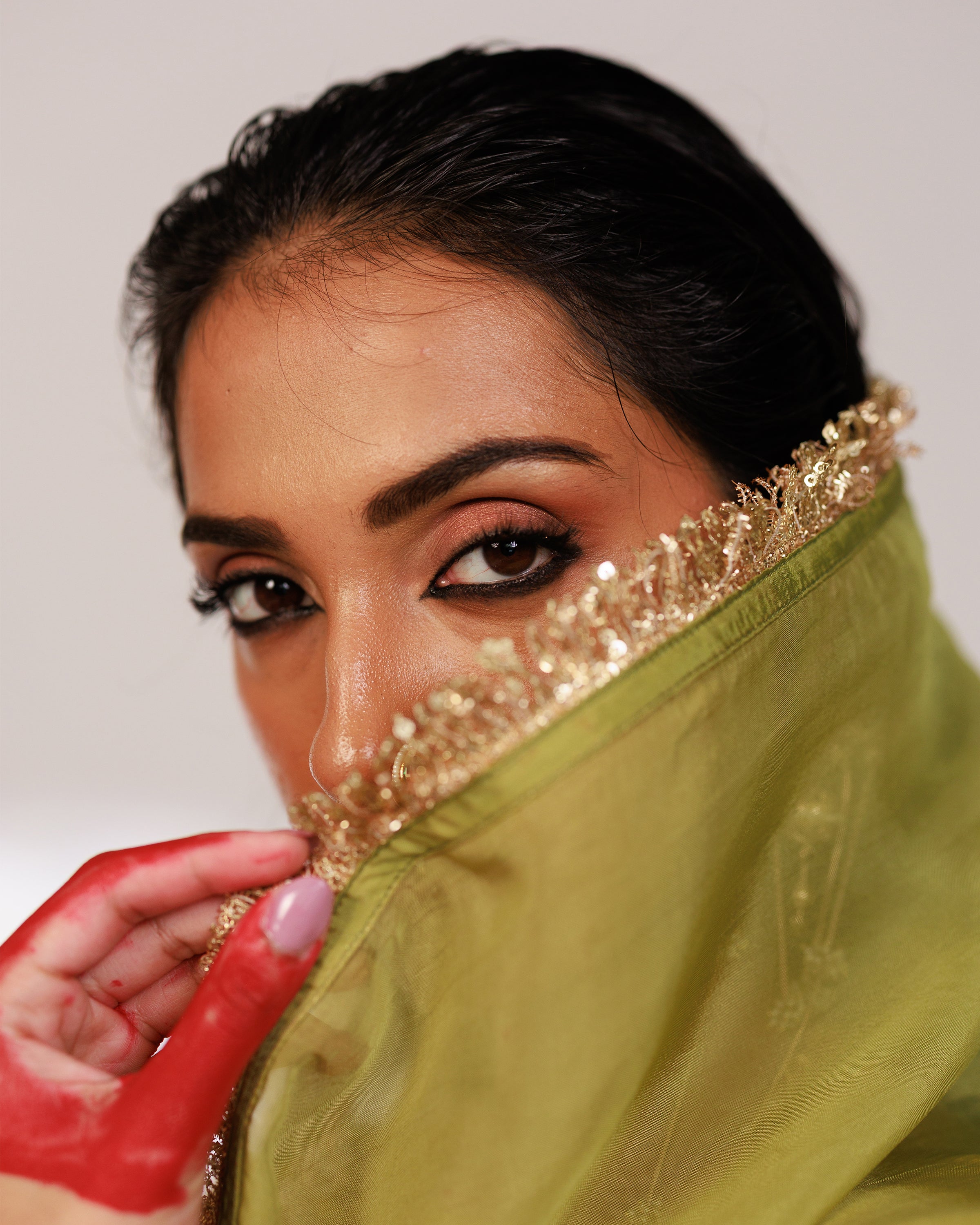 Saiee Suit Set - Golden Green Hand Ombre Mashru Silk Straight Suit Set With Dupatta