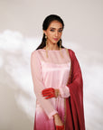 Sana Suit Set - Pink Wine Ombre Mashru Silk Straight Suit Set with Dupatta