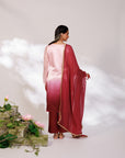 Sana Suit Set - Pink Wine Ombre Mashru Silk Straight Suit Set with Dupatta