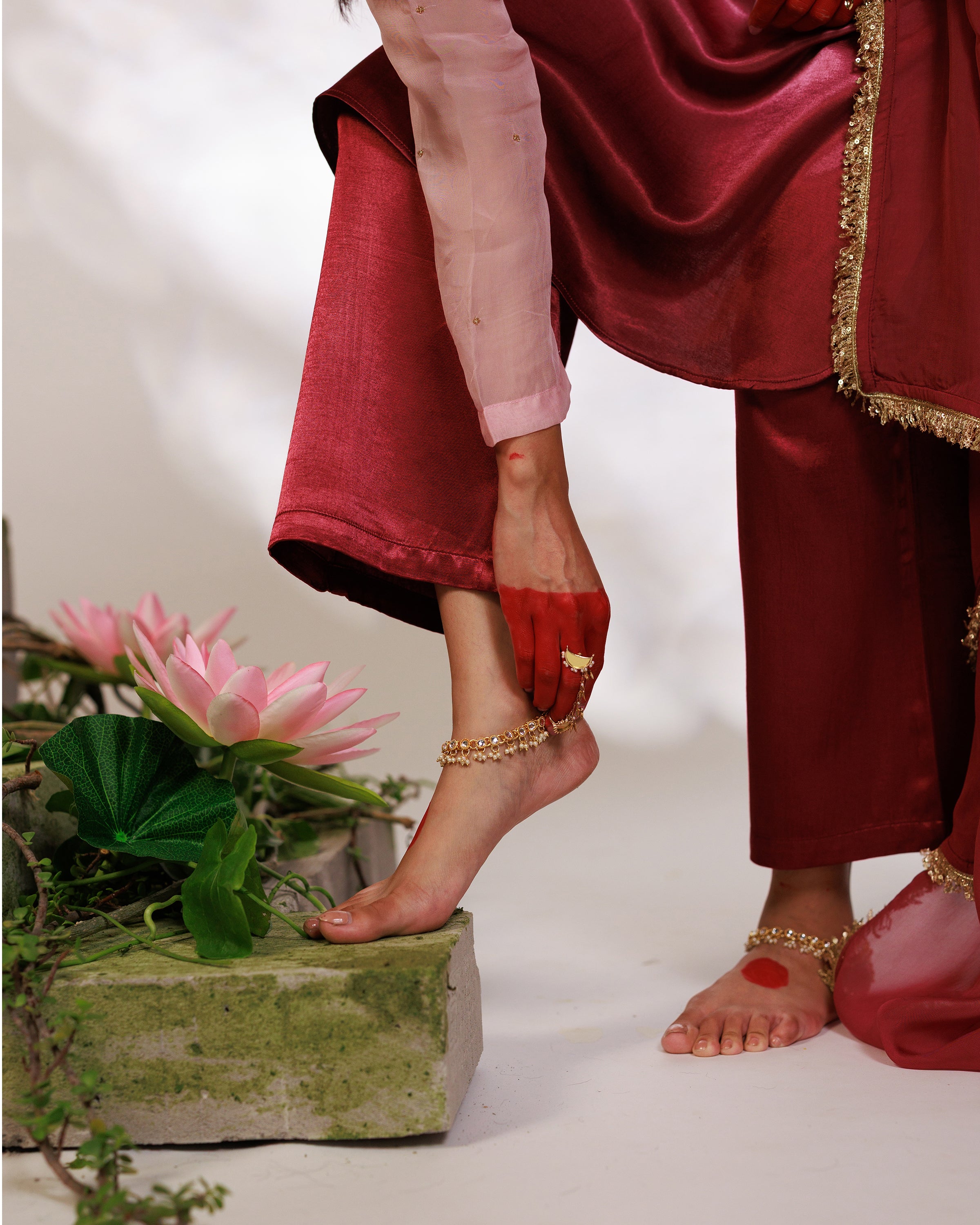 Sana Suit Set - Pink Wine Ombre Mashru Silk Straight Suit Set with Dupatta