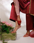 Sana Suit Set - Pink Wine Ombre Mashru Silk Straight Suit Set with Dupatta