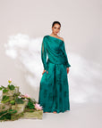 Celina Co-ord Set - Royal Teal Chiffon Silk Drape Sharara Set