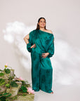 Celina Co-ord Set - Royal Teal Chiffon Silk Drape Sharara Set