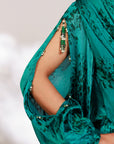 Celina Co-ord Set - Royal Teal Chiffon Silk Drape Sharara Set