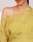 Sanjh Skirt Set - Olive Green Sheer Top and Draped Skirt Set