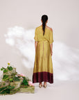 Sanjh Skirt Set - Olive Green Sheer Top and Draped Skirt Set