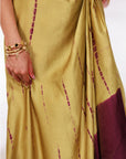 Sanjh Skirt Set - Olive Green Sheer Top and Draped Skirt Set