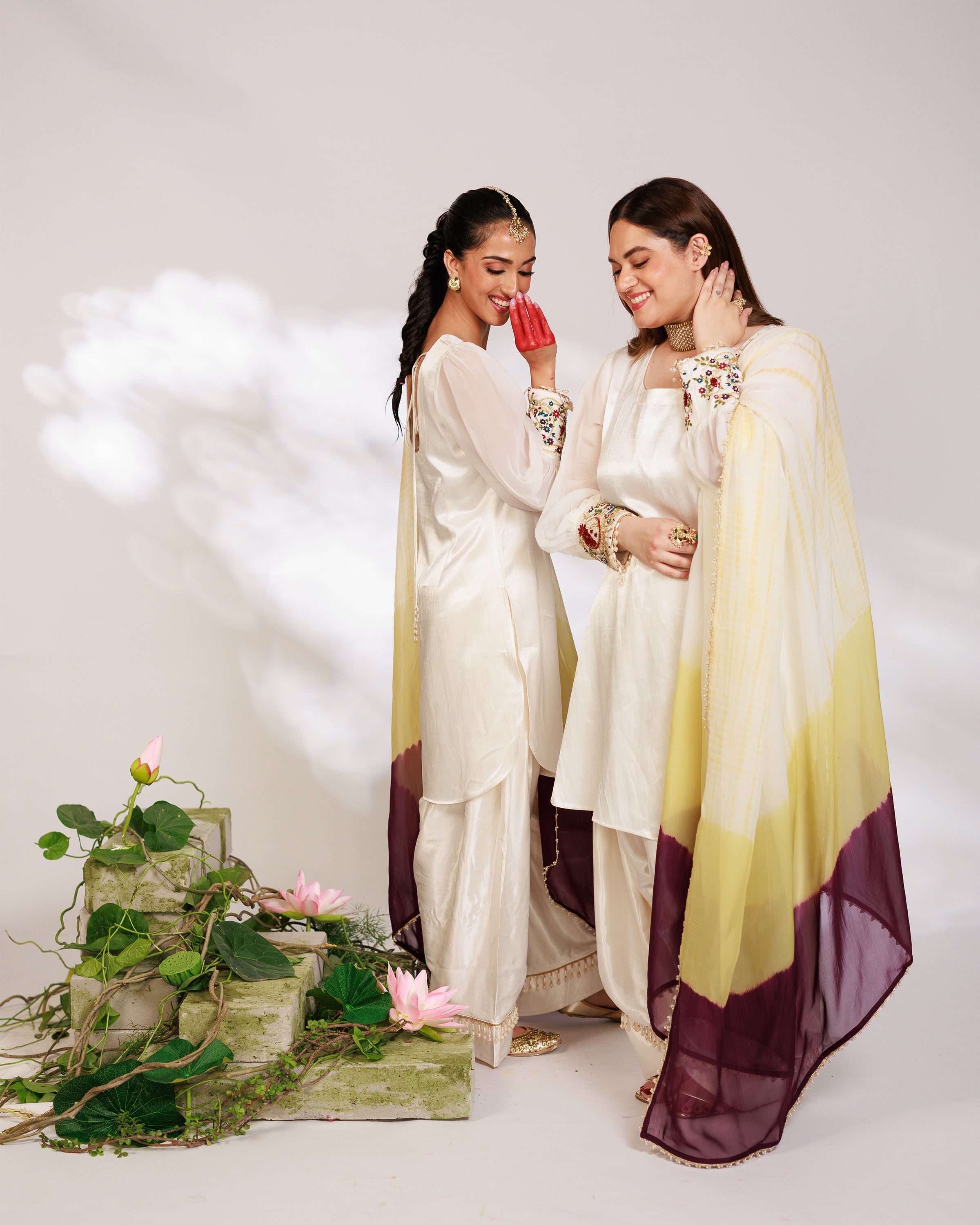Anar Suit Set - White Pharsi Mashru Silk Suit Set with Embroidered Cuff And Dupatta