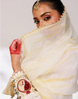 Anar Suit Set - White Pharsi Mashru Silk Suit Set with Embroidered Cuff And Dupatta