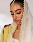 Anar Suit Set - White Pharsi Mashru Silk Suit Set with Embroidered Cuff And Dupatta