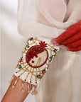 Anar Suit Set - White Pharsi Mashru Silk Suit Set with Embroidered Cuff And Dupatta