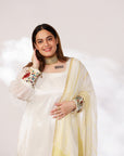 Anar Suit Set - White Pharsi Mashru Silk Suit Set with Embroidered Cuff And Dupatta