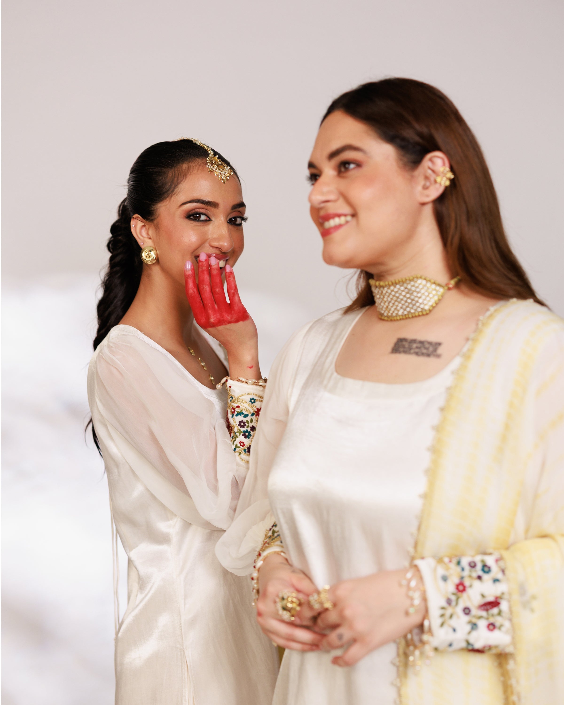 Anar Suit Set - White Pharsi Mashru Silk Suit Set with Embroidered Cuff And Dupatta