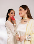 Anar Suit Set - White Pharsi Mashru Silk Suit Set with Embroidered Cuff And Dupatta