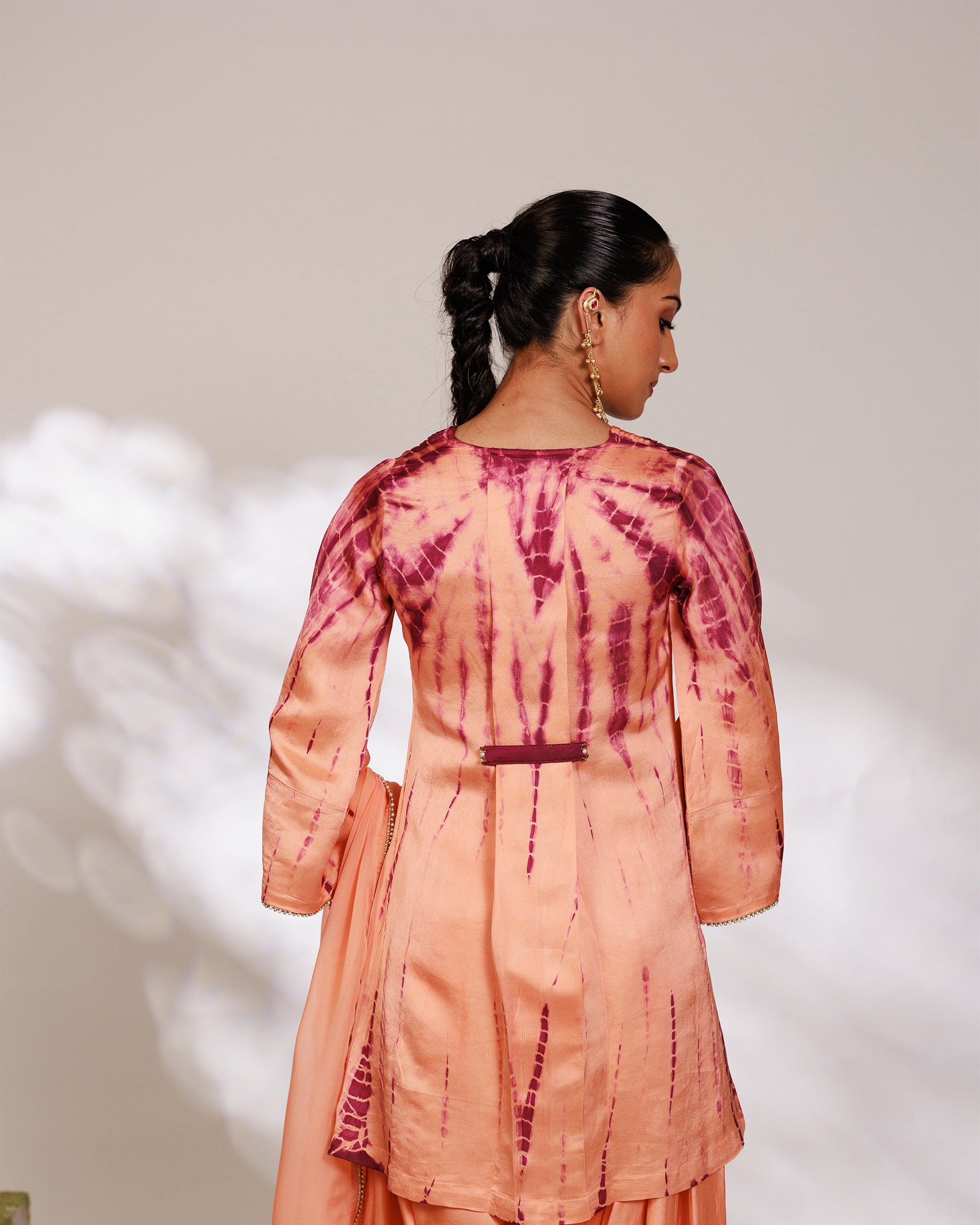 Mysha Suit Set - Salmon Plum Golden Silk Salwar Suit Set with Dupatta