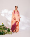 Mysha Suit Set - Salmon Plum Golden Silk Salwar Suit Set with Dupatta