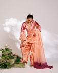 Mysha Suit Set - Salmon Plum Golden Silk Salwar Suit Set with Dupatta