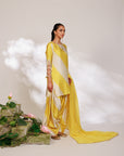 Avni Suit Set - Yellow White Golden Silk Straight Salwar Suit Set
