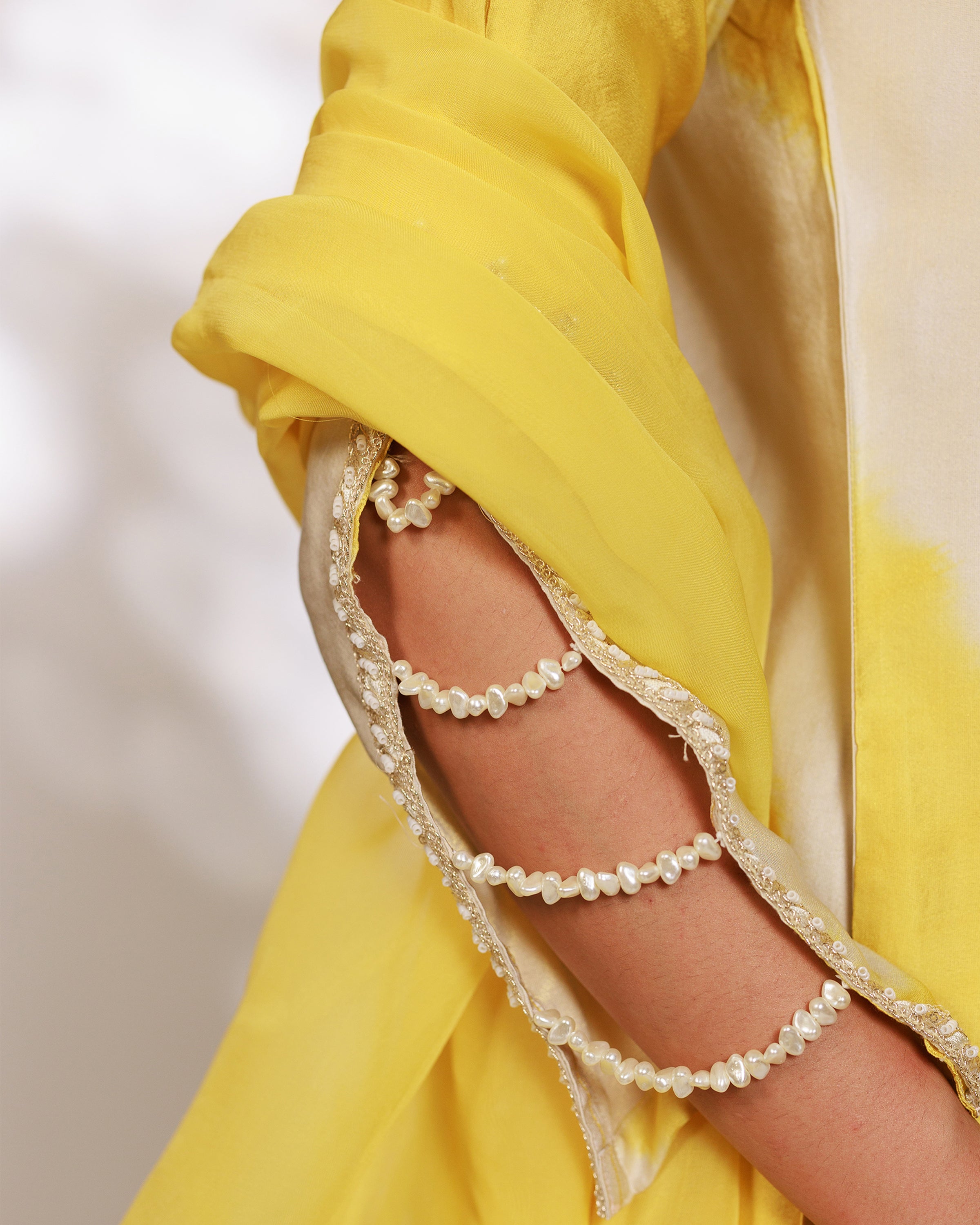 Avni Suit Set - Yellow White Golden Silk Straight Salwar Suit Set