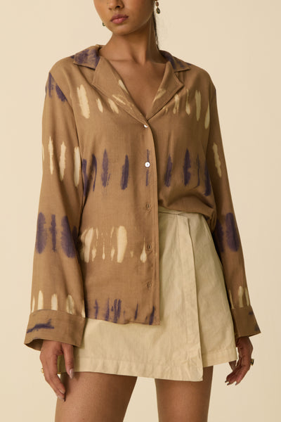 Hand Dyed Mocha Mousse Shirt