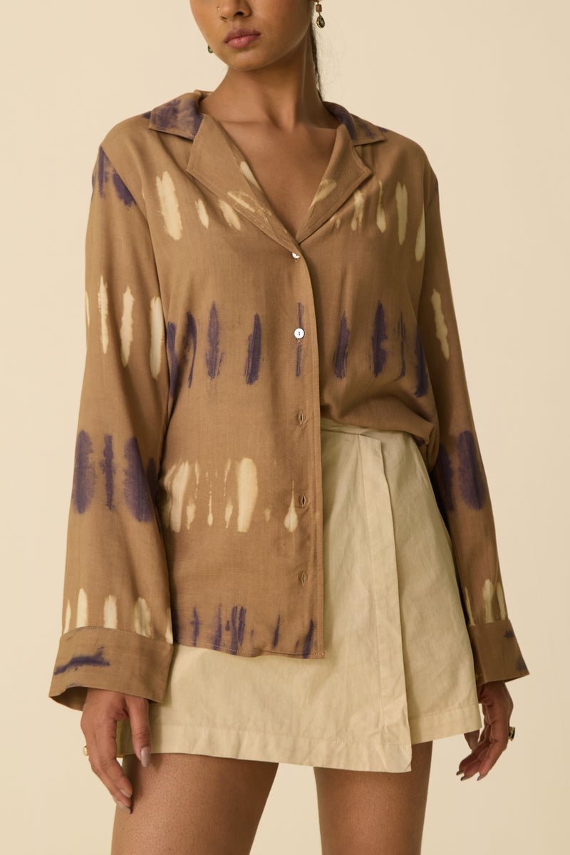 Hand Dyed Mocha Mousse Shirt